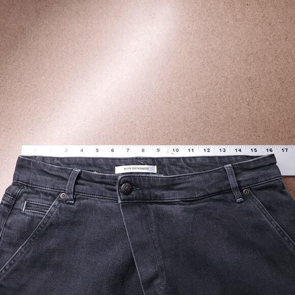 Won Hundred Lindy Jeans Women 28 Black Wrap Front Baggy Cropped Streetwear OOAK - Picture 5 of 13